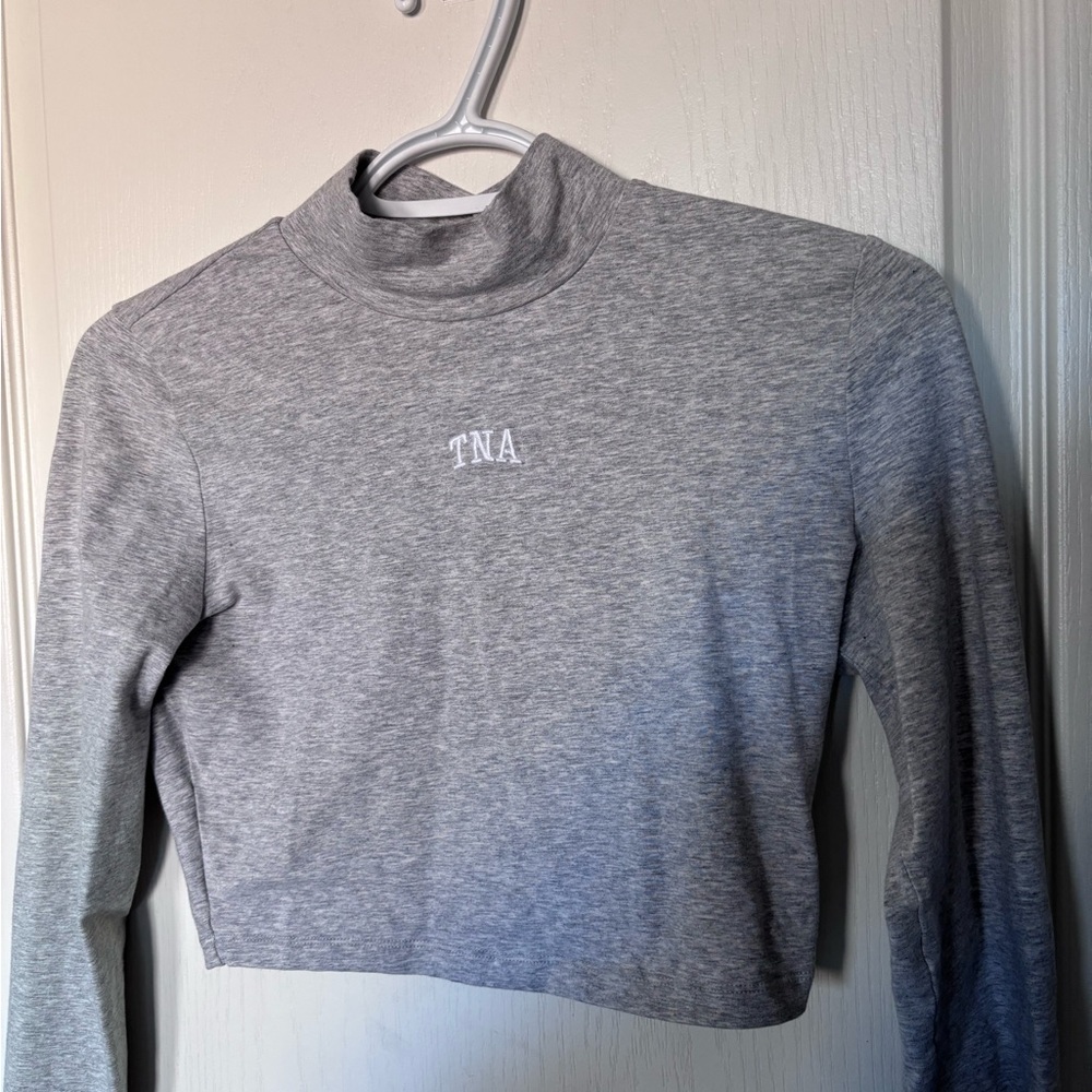 TNA Gray Long Sleeve Crop Top
